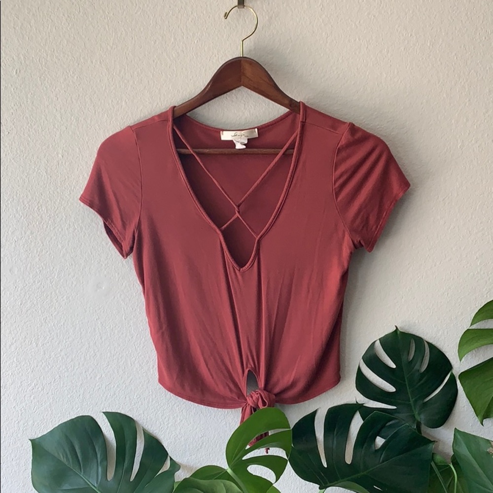 Rust V-neck Crop Top